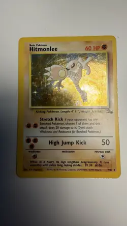 Hitmonlee 7/62 Holo Rare Fossil Set WotC 1999 Vintage Pokemon Card LP - Image 2