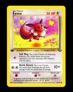 1999 Pokemon EEVEE Jungle Set 1ST EDITION Non Holo Card 51/64 WotC NM - Image 1
