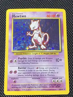 Pokemon Mewtwo TCG Base Set Holo Unlimited Rare Card 10/102 LP/NM - Image 1