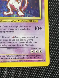 Pokemon Mewtwo TCG Base Set Holo Unlimited Rare Card 10/102 LP/NM - Image 4