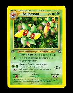 2000 Pokemon BELLOSSOM Neo Genesis 1ST EDITION HOLO Set Card 3/111 PERFECT SWIRL - Image 4