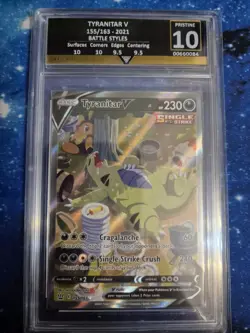 Tyranitar V 155/163 Battle Styles Get Graded 10 Pristine Pokemon Tcg Card Rare - Image 1