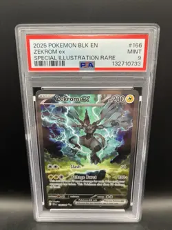 2025 POKEMON BLACK BOLT ZEKROM EX 166/086 SPECIAL ILLUSTRATION RARE PSA 9 MINT! - Image 1