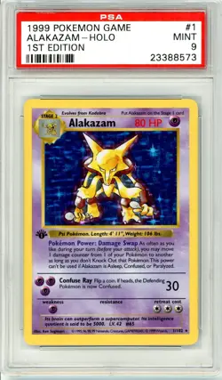 Pokemon Alakazam #1 Base Set 1st Edition PSA 9 Mint - Image 1