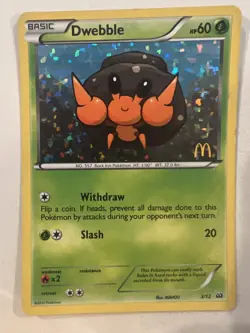 2012 POKEMON TCG McDONALD'S PROMO DWEBBLE 3/12 HOLO RARE LP - Image 1