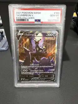 2021 POKEMON SWORD & SHIELD EVOLVING SKIES #189 FULL ART/UMBREON V PSA 10 - Image 1
