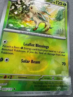 Pokemon Prismatic Evolutions Leafeon Master Ball Reverse Holo 005/131 MINT - Image 3