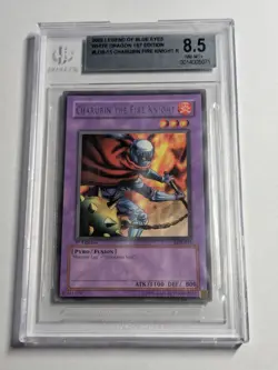 Yugioh Charubin the Fire Knight LOB-015 1st Edition BGS 8.5 NM-MT+ Rare - Image 1