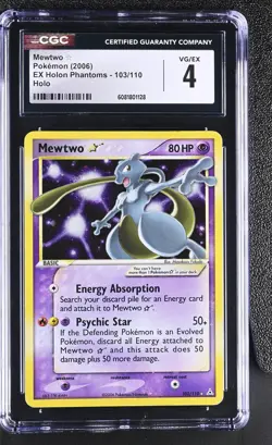 CGC 4 Mewtwo Gold Star 2006 EX Holon Phantoms 103/110 Holo Pokemon Card - Image 1