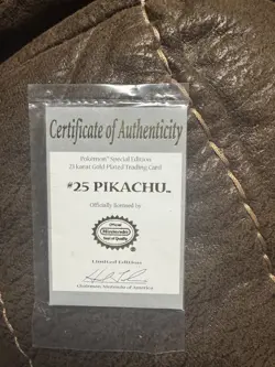 1999 Pikachu Pokemon 23k Gold Plated Trading Card Burger King with Certificate - Image 2