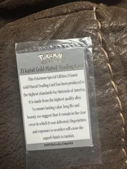 1999 Pikachu Pokemon 23k Gold Plated Trading Card Burger King with Certificate - Image 4