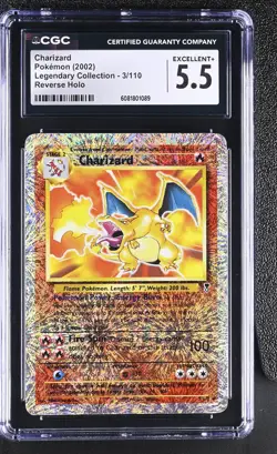 CGC 5.5 Charizard 2002 Legendary (Collection) 3/110 Reverse Holo Pokemon Card - Image 1