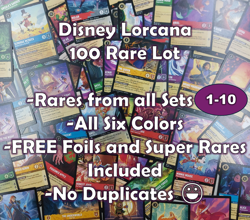 Disney Lorcana TCG Lot 100 Rare Cards All Sets Chapter 1-10 NO DUPLICATES! - Image 1