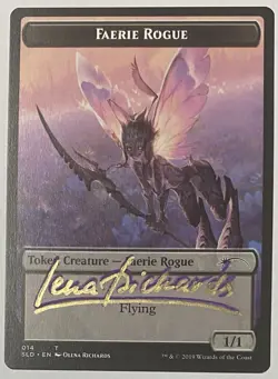 FAERIE TOKEN (Nonfoil) (Borderless) - MTG NM PURPLE AND GOLD SHADOW SIGNED - Image 1