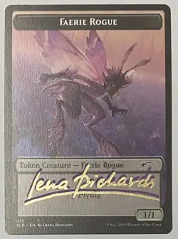 FAERIE TOKEN (Nonfoil) (Borderless) - MTG NM PURPLE AND GOLD SHADOW SIGNED - Image 1