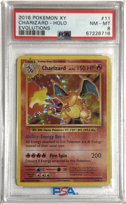 2016 Pokemon XY Evolutions #11 Charizard Holo Rare PSA 8 NM-MT Near Mint-Mint - Image 1