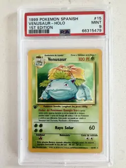 Pokemon 1999 Vintage TCG Venusaur Base Set Spanish 1st Edition PSA 9 - Image 1