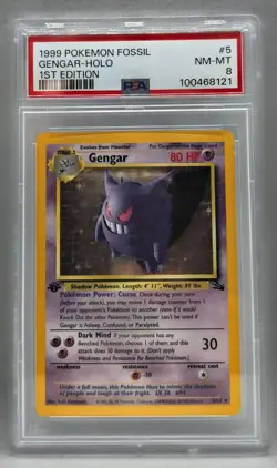 1999 Pokemon Gengar 1st Edition Fossil Holo #5/62 PSA 8 NM-MT - Image 2