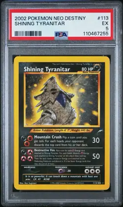 2002 POKEMON NEO DESTINY #113 SHINING TYRANITAR PSA 5 - Image 1