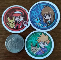 Lot of 3 Pokemon Stickers Trainers with Pikachu Eevee Horsea Ash Gary Oak - Image 2