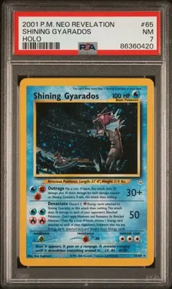 PSA 7 Shining Gyarados [Double Holo w/Swirl] - 65/64 - Neo Revelation - Pokemon - Image 1
