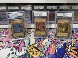 YU-GI-OH! Sacred Beasts Set Raviel, Uria, Hamon CT03 Secret Rare AGS 9/8/7.5 - Image 1