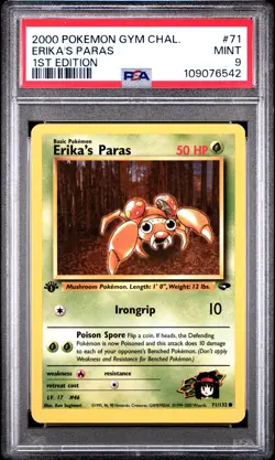 Erika's Paras PSA 9 2000 1st Edition Gym Challenge #71 Pokemon Card - Image 1