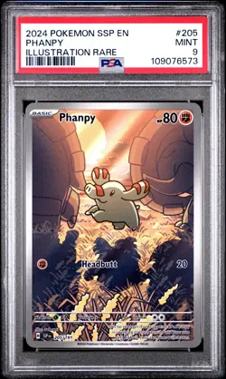 Phanpy IR PSA 9 2024 Surging Sparks #205 Pokemon Card - Image 1