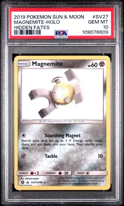 Magnemite Holo PSA 10 2019 Hidden Fates #SV27 Pokemon Card - Image 1