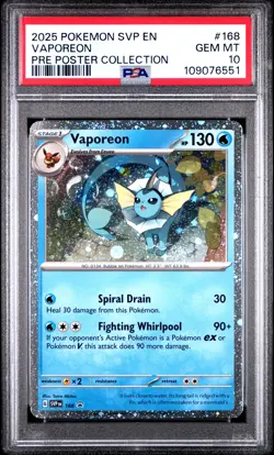 Vaporeon PSA 10 2025 PRE Poster Collection #168 Pokemon Card - Image 1