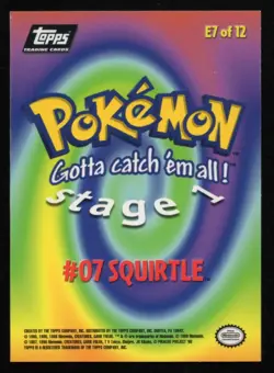 Squirtle E7 of 12 Pokemon Topps Trading Card TV Animation Blue Logo NM - Image 2