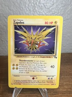 Zapdos 30/62 Fossil Unlimited Non Holo Rare Vintage Pokemon TCG Card NM - Image 1