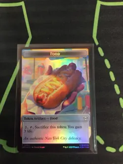 MTG Magic The Gathering Food Token Foil SPM Spider-Man Hotdog Artifact - Image 1