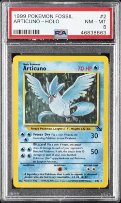 1999 POKEMON FOSSIL #2 ARTICUNO-HOLO PSA 8 - Image 1