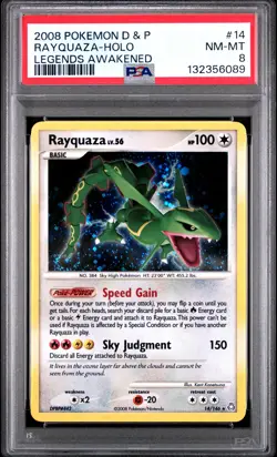 2008 POKEMON DIAMOND & PEARL LEGENDS AWAKENED #14 RAYQUAZA-HOLO PSA 8 - Image 1