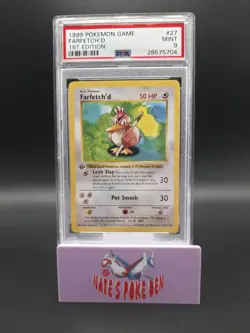 Pokemon Base Set 1st Edition Farfetch'd PSA 9 Mint Wizards Of The Coast - Image 1