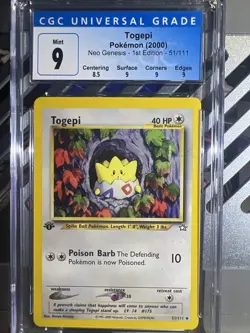 🔥🔥Pokemon WOTC Neo Genesis Togepi 1st Edition CGC 9 COLOR MATCH LABEL - Image 1