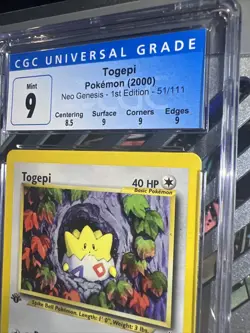 🔥🔥Pokemon WOTC Neo Genesis Togepi 1st Edition CGC 9 COLOR MATCH LABEL - Image 4