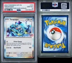 2024 POKEMON SURGING SPARKS #161 TERAPAGOS HORIZONS PURCHASE BONUS Stamp PSA 10 - Image 2