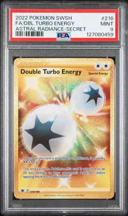 2022 POKEMON SWORD & SHIELD ASTRAL RADIANCE FULL ART/DOUBLE TURBO ENERGY PSA 9 - Image 1