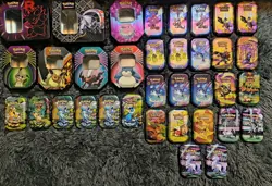 Pokemon TCG Empty Tins Lot -35 Total (Prismatic, Team Rocket, Paldean Fates+) - Image 1