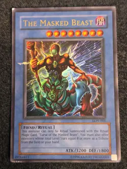 Yugioh The Masked Beast LON-001 Unlimited Ultra Rare DMG - Image 1
