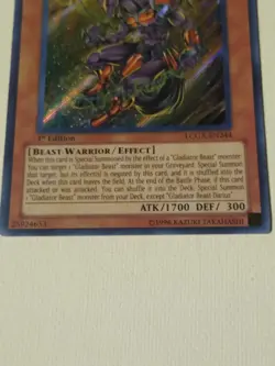 Yu-Gi-Oh! Gladiator Beast Darius LCGX-EN244 1st Ed Secret Rare Played - Image 2
