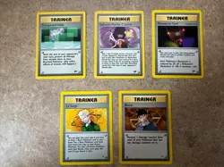 VINTAGE Pokemon lot of 5 TCG Gym Hero’s / Challenge Trainer Card non holo WOTC - Image 1