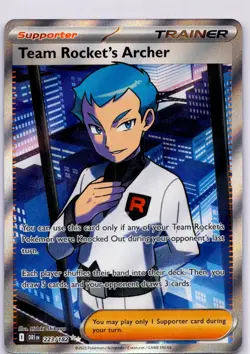 Pokemon TCG Team Rockets Archer Ultra Rare Full Art Card 223/182 Destined Rivals - Image 1