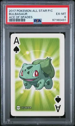 2017 POKEMON AS PLAYING CARDS ACE OF SPADES BULBASAUR PSA 6 - Image 1