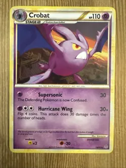 Pokemon TCG Card Crobat 14/95 HGSS Unleashed Regular Rare VLP - Image 1