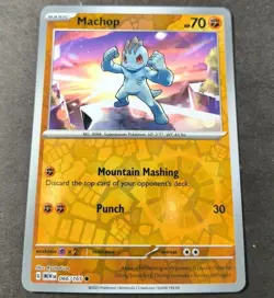 Pokemon 151 Machop Reverse Holo Common Card 066/165 NM - Image 1