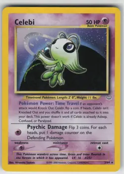 Pokemon TCG Celebi (3) 03/64 Neo Revelation Holo Rare card Unlimited Holofoil LP - Image 1