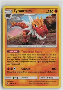 Pokemon Tyrantrum 69/131 SM - Forbidden Light Holo Rare card LP - Image 1
